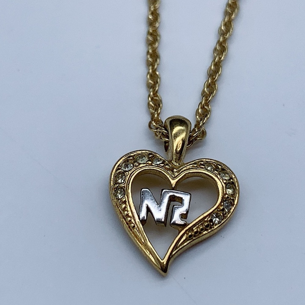 Nina Ricci Gold and Silver Heart Pendant Necklace
